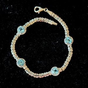 Sky Blue Topaz with Byzantine Chain Maille Bracelet